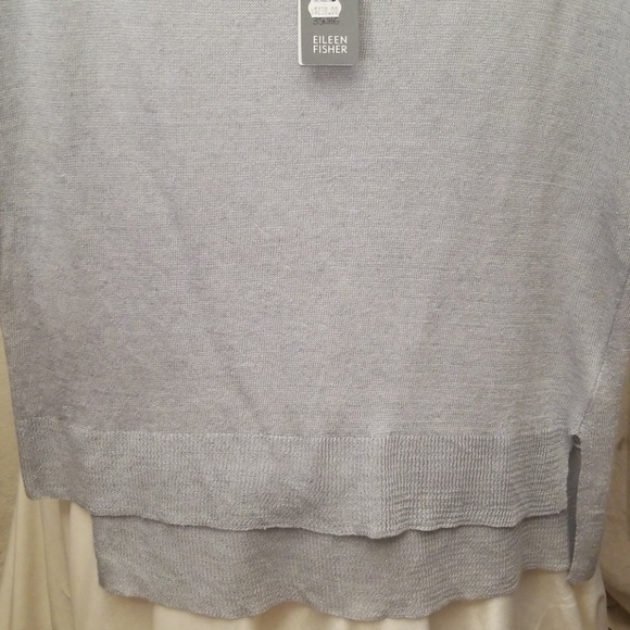 Eileen Fisher blouse 100% Linen Delave gray cream - Picture 6 of 8